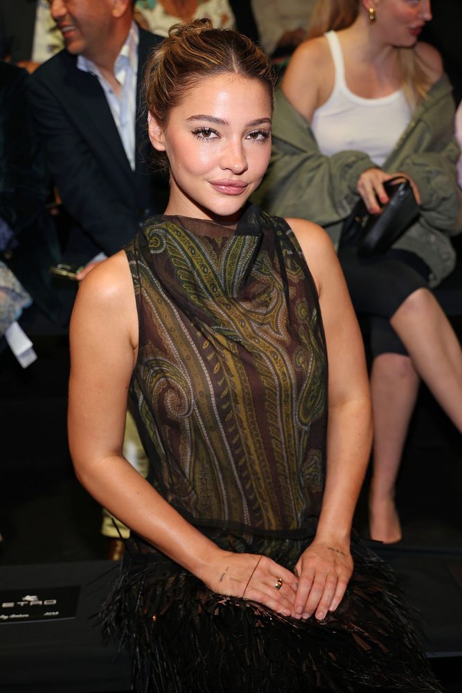 Madelyn Cline Sheer Paisley Feather Dress Etro Milan 002
