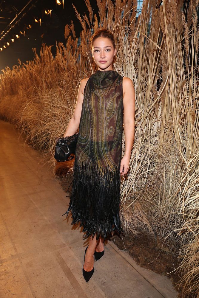 Madelyn Cline Sheer Paisley Feather Dress Etro Milan