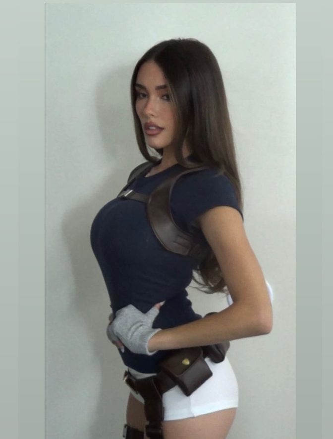 Madison Beer Fortnite Skin Busty Leather Harness White Shorts
