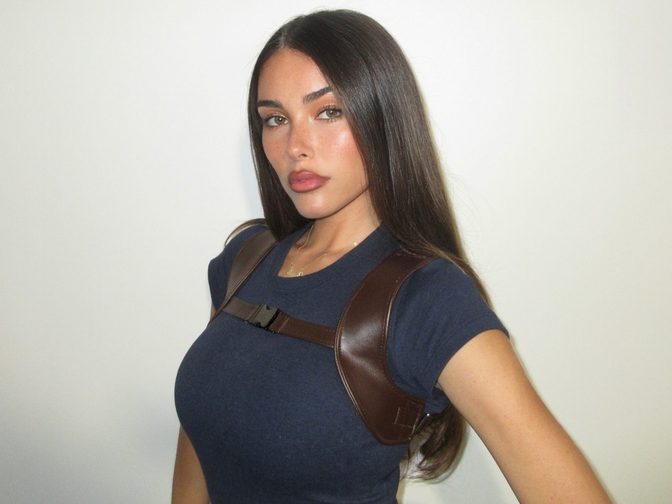 Madison Beer Fortnite Skin Busty Leather Harness White Shorts