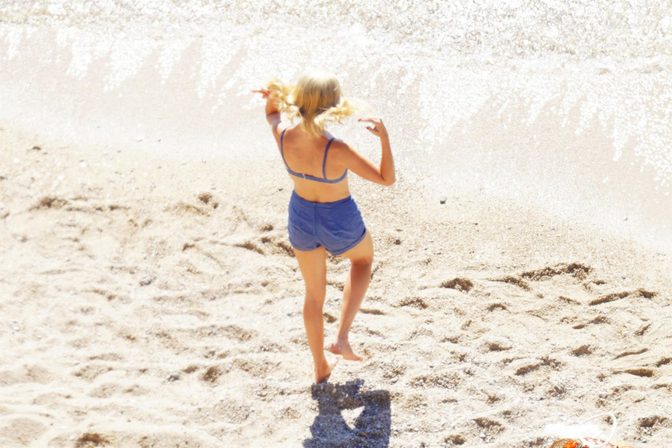 Margot Robbie Blue Denim Bikini Saint Tropez Oceans Set