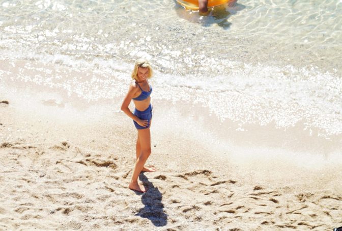 Margot Robbie Blue Denim Bikini Saint Tropez Oceans Set