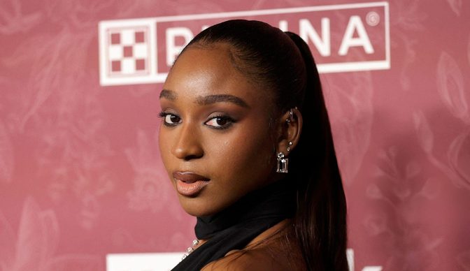 Normani Braless Black Gown Cleavage Leggy Slit Red Carpet
