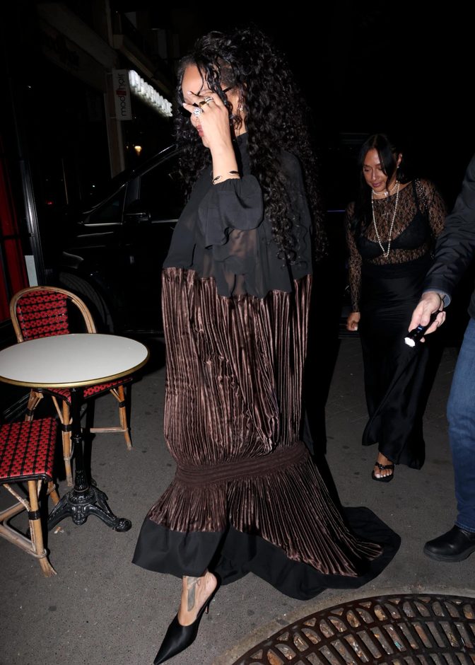 Rihanna See Through Blouse Boobs Paris Night