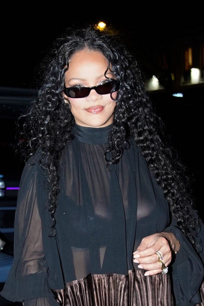 Rihanna See Through Blouse Boobs Paris Night