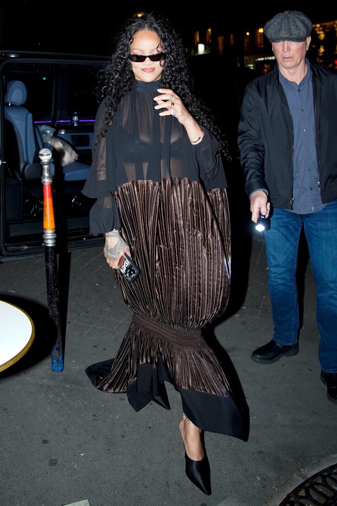 Rihanna See Through Blouse Boobs Paris Night