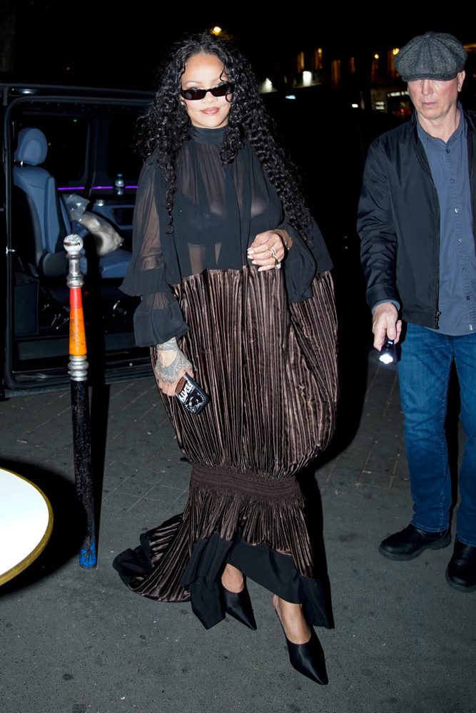 Rihanna See Through Blouse Boobs Paris Night