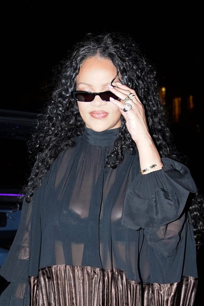 Rihanna See Through Blouse Boobs Paris Night