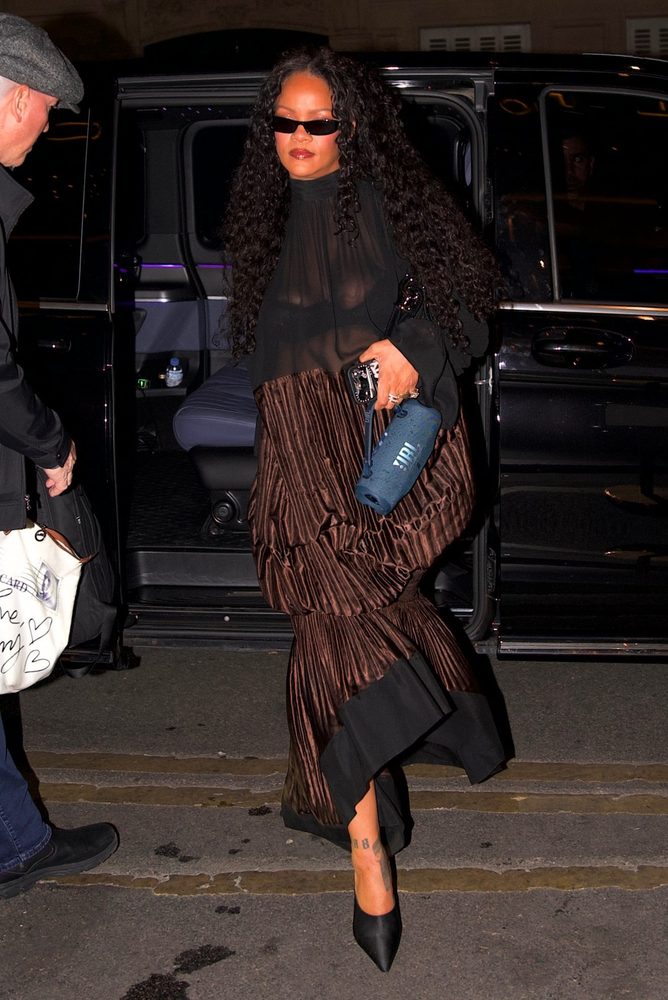 Rihanna See Through Blouse Boobs Paris Night