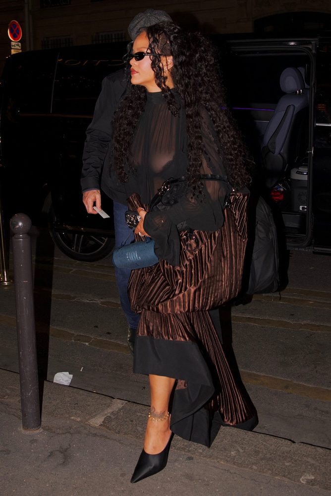 Rihanna See Through Blouse Boobs Paris Night