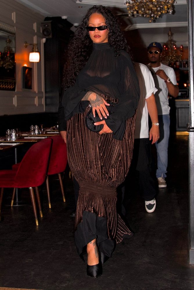 Rihanna See Through Blouse Boobs Paris Night