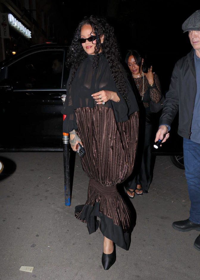 Rihanna See Through Blouse Boobs Paris Night