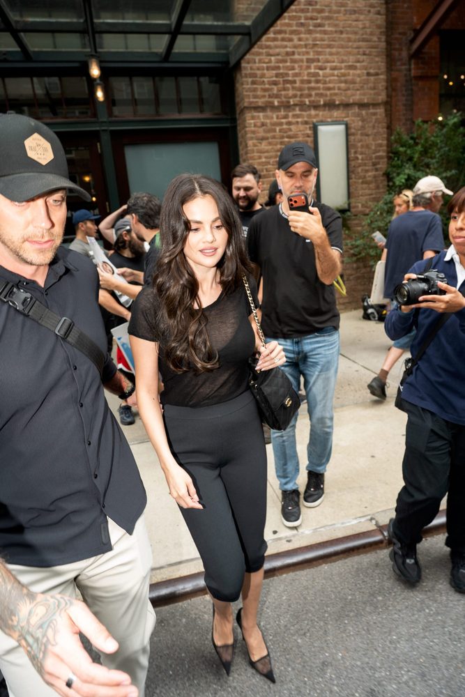 Selena Gomez Sheer Black Top Visible Bra Nyc Street Style