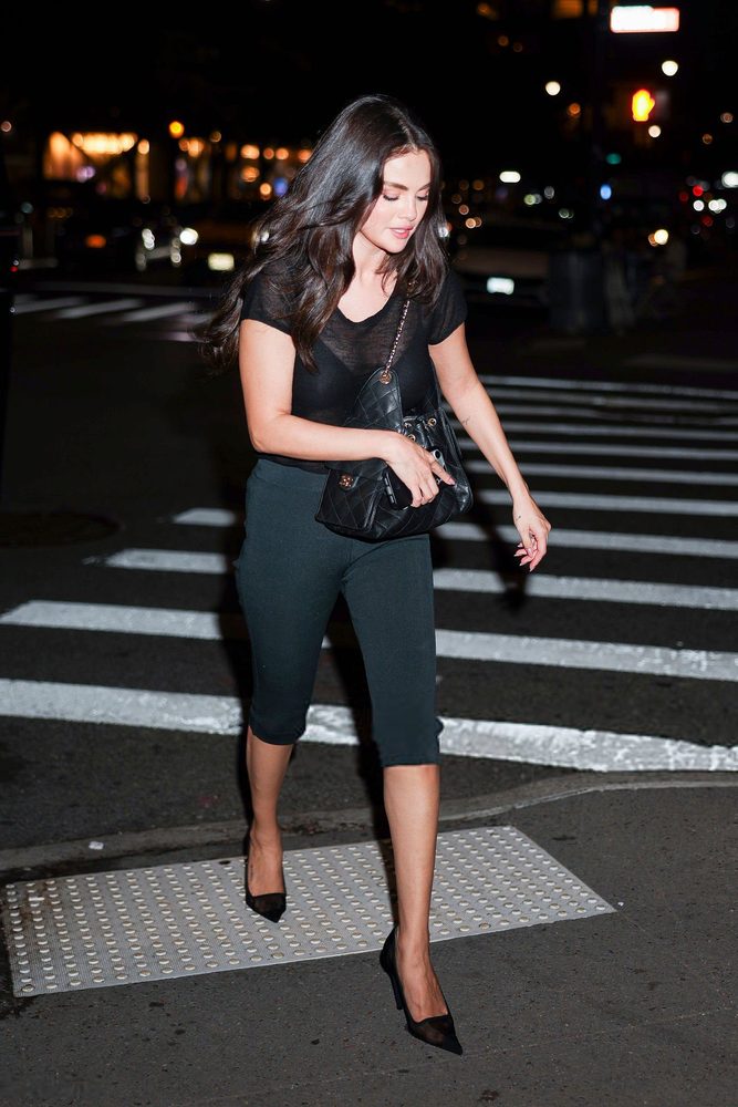 Selena Gomez Sheer Black Top Visible Bra Nyc Street Style