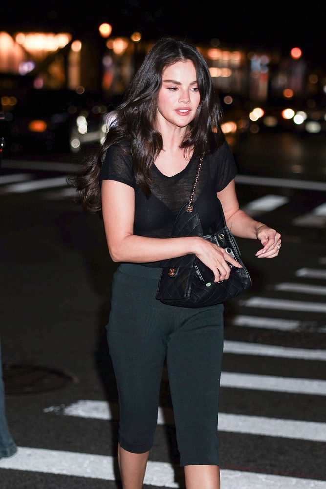 Selena Gomez Sheer Black Top Visible Bra Nyc Street Style