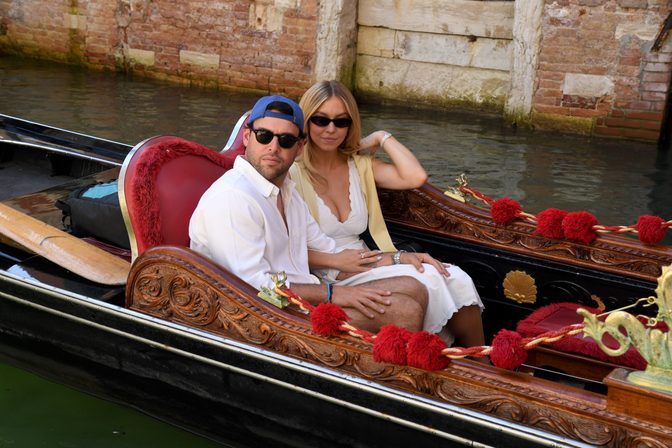 Sydney Sweeney Cleavage Venice Gondola Dress