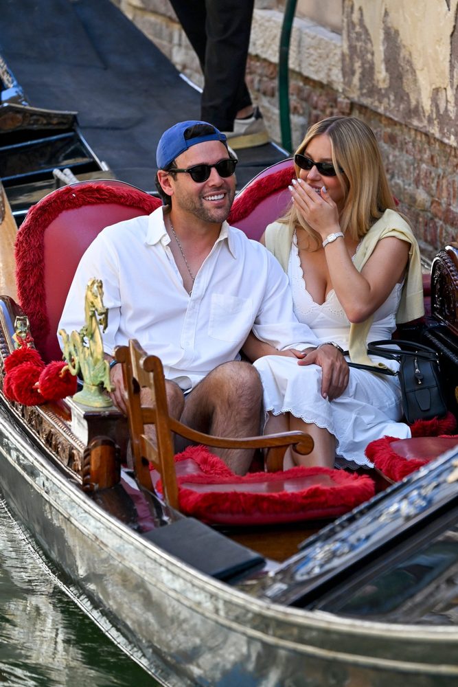 Sydney Sweeney Cleavage Venice Gondola Dress