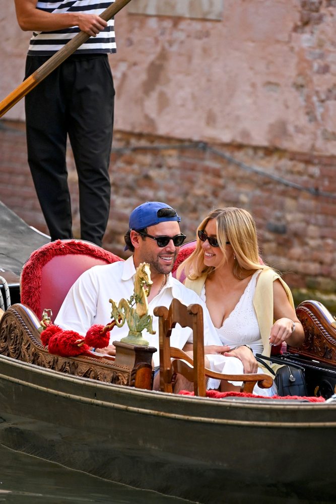 Sydney Sweeney Cleavage Venice Gondola Dress