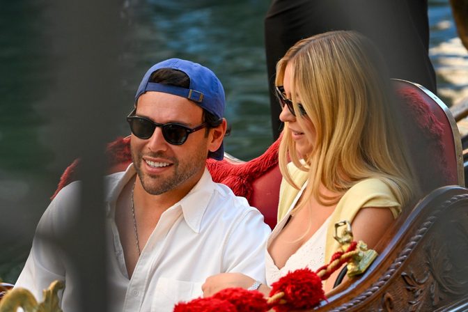 Sydney Sweeney Cleavage Venice Gondola Dress