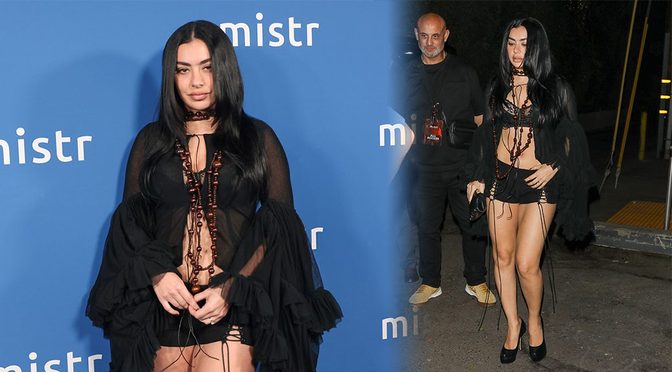 Charli XCX Lets That Sheer Black Mesh and Tiny Lace-Up Shorts Steal the Night at The Abbey