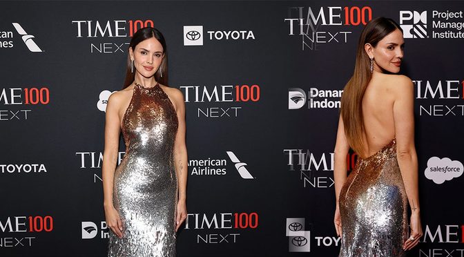Eiza Gonzalez Turns the TIME100 Next Carpet Into a Liquid Metal Fantasy in That Open-Back Monse