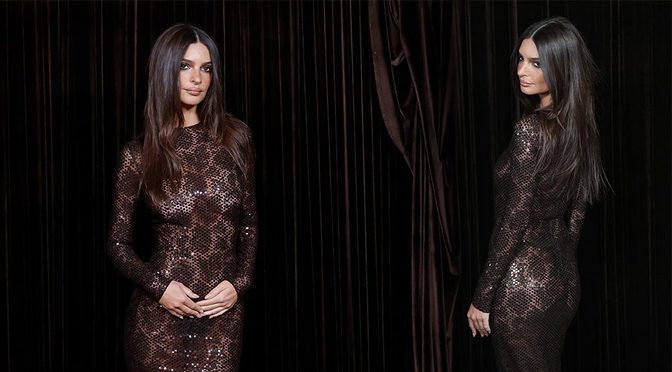 Emily Ratajkowski Goes Completely Braless in a See-Through Gucci Gown at the London Albies