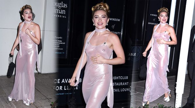Florence Pugh’s See-Through Pink Slip Leaves Nothing to the Imagination at East of Eden Afterparty