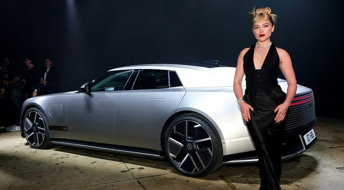 Florence Pugh Busts Out in a Plunging Vest Dress at NYC Jaguar Event