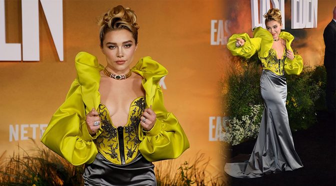 Florence Pugh Busts Out in Daring Plunging Corset at East of Eden Premiere