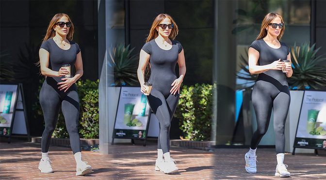 Jennifer Lopez Steps Out of Equinox With That Black Bodysuit Squeezing Every Curve