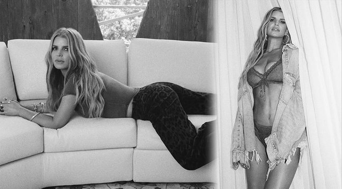 Jessica Simpson’s Lace Lingerie and Open Denim Jacket Leave Almost Nothing to the Imagination