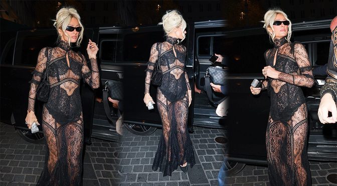 Paris Hilton Sexy Sheer Dress