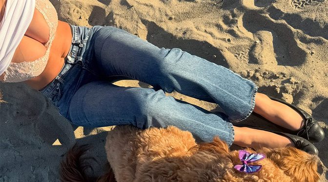 Sarbella Harris Teases Her Incredible Body and Boobs in Sheer Lacy Bra on the Sand