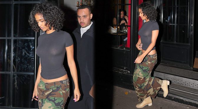 Tyla’s Braless Boobs Steal the Night as She Exits César in a Skin-Tight Sheer Crop