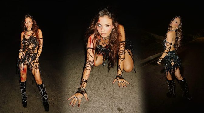 Victoria Justice Crawls in Torn Black Web Dress and Chain Boots Looking Pure Undead Sex
