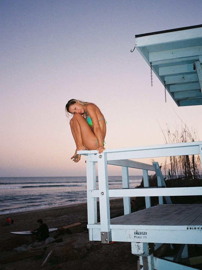 Alexis Ren Floral Bikini Surfing Red Board Curves