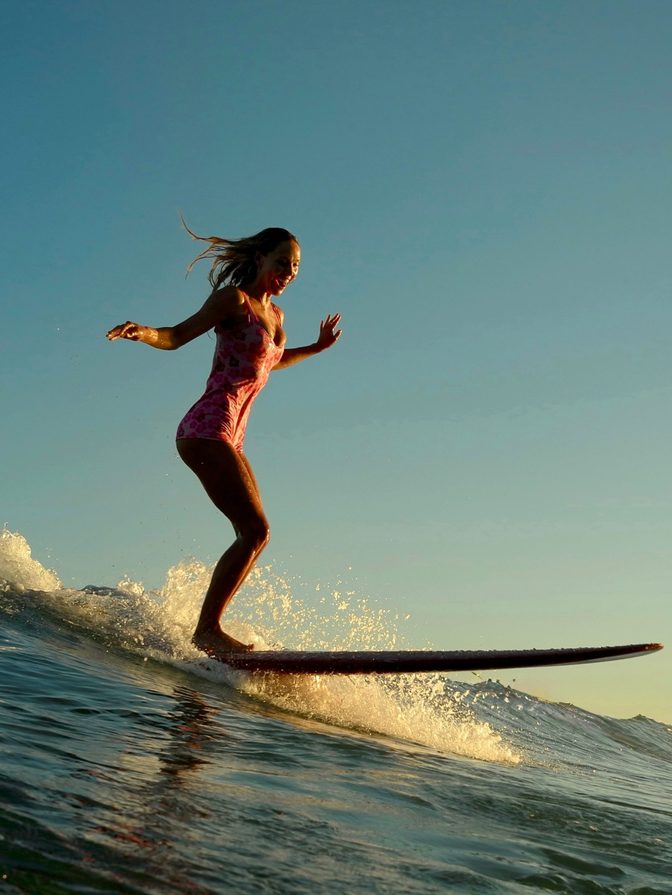 Alexis Ren Floral Bikini Surfing Red Board Curves 007