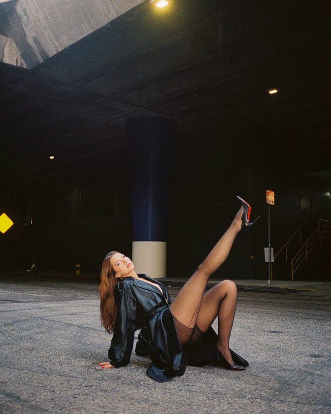 Anastasia Rine Sheer Pantyhose Long Legs Garage Shoot