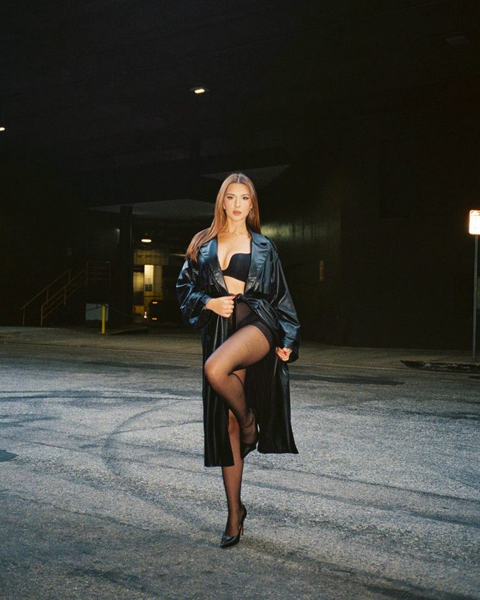 Anastasia Rine Sheer Pantyhose Long Legs Garage Shoot