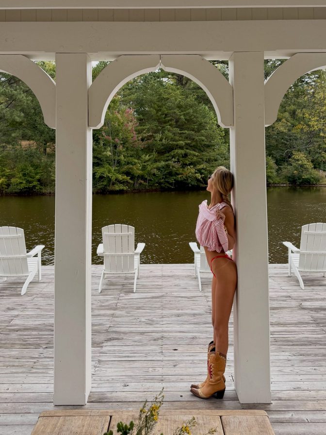 Bella Hadid Red Bella Thong Ass Cowboy Boots Dock