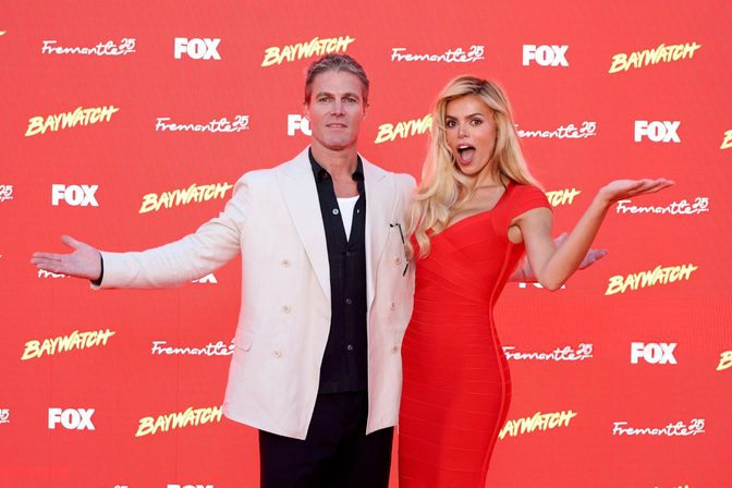 Brooks Nader Big Cleavage Tight Red Bandage Dress Baywatch Cannes