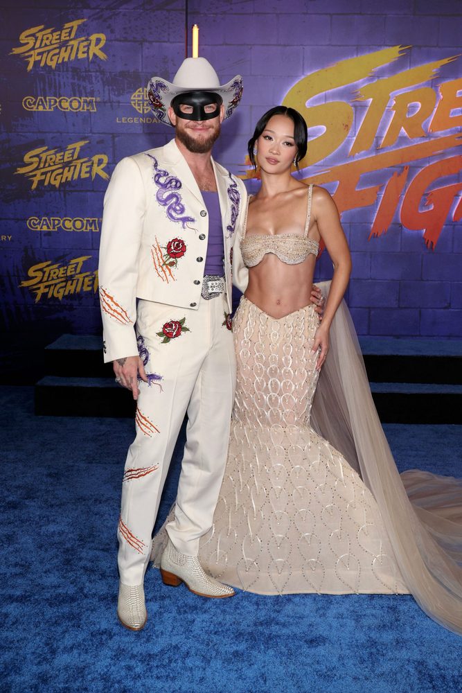Callina Liang Beaded Champagne Dress Street Fighter Premiere
