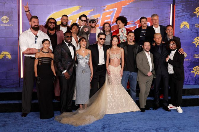 Callina Liang Beaded Champagne Dress Street Fighter Premiere