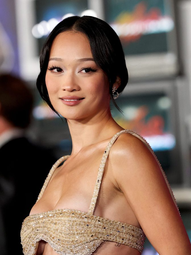 Callina Liang Beaded Champagne Dress Street Fighter Premiere