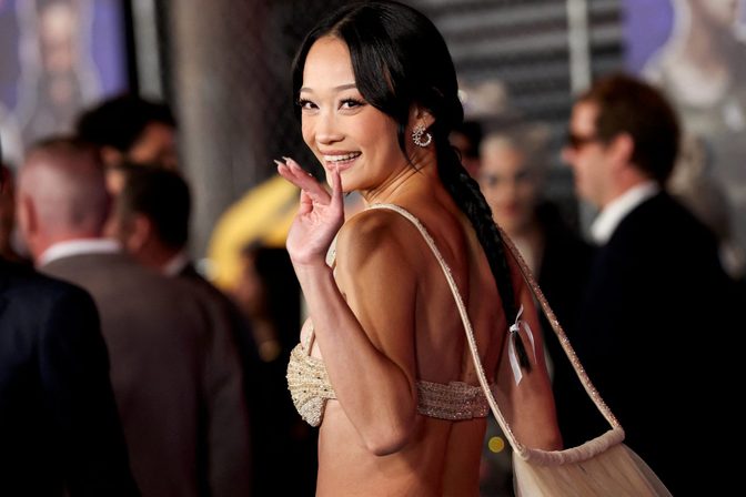Callina Liang Beaded Champagne Dress Street Fighter Premiere