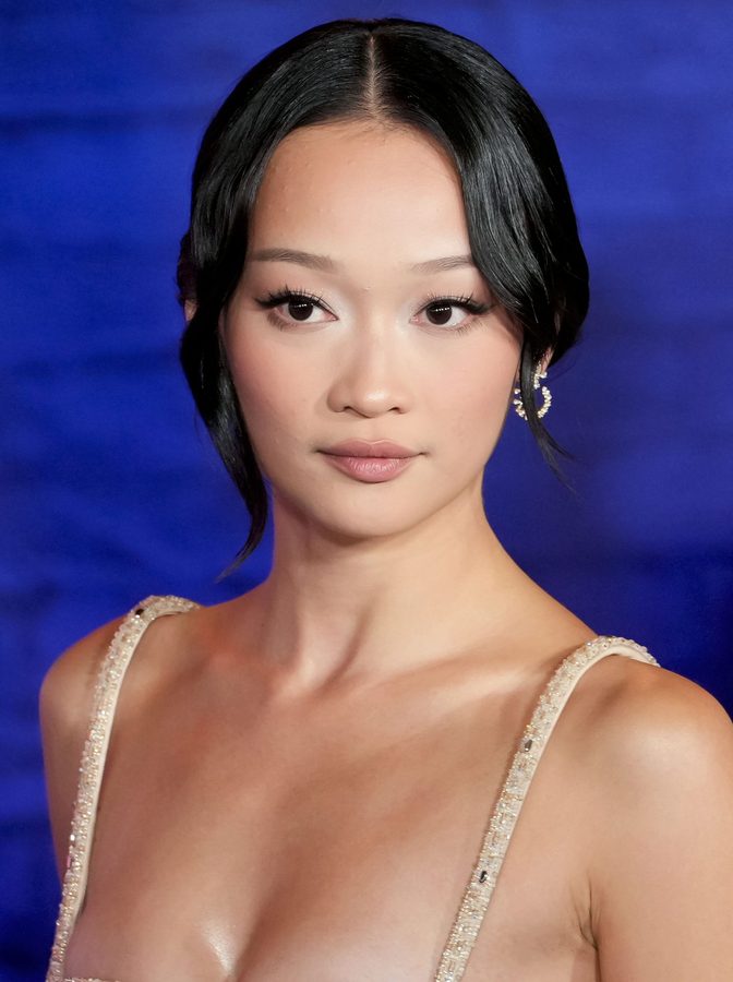 Callina Liang Beaded Champagne Dress Street Fighter Premiere