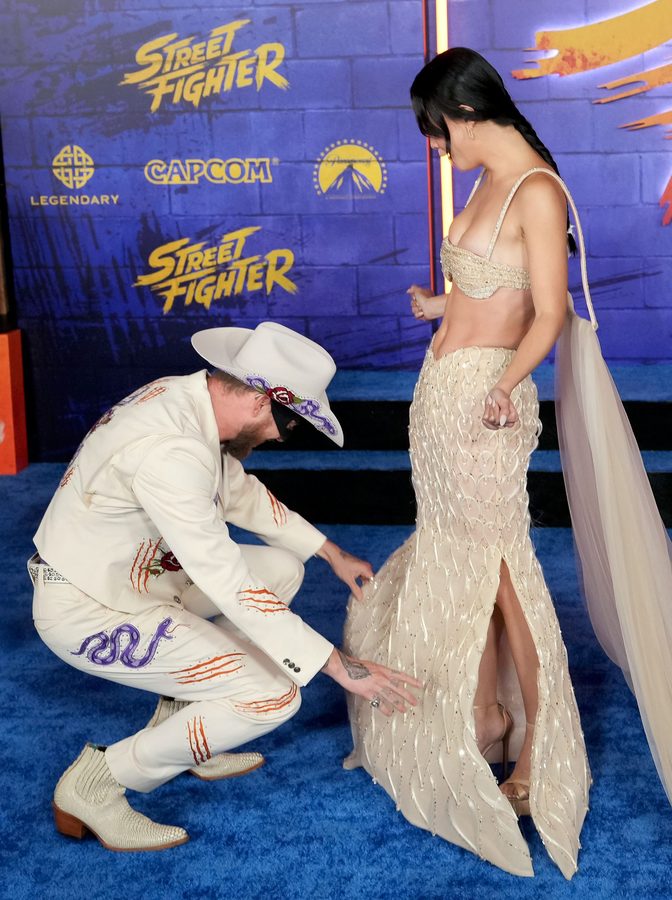 Callina Liang Beaded Champagne Dress Street Fighter Premiere