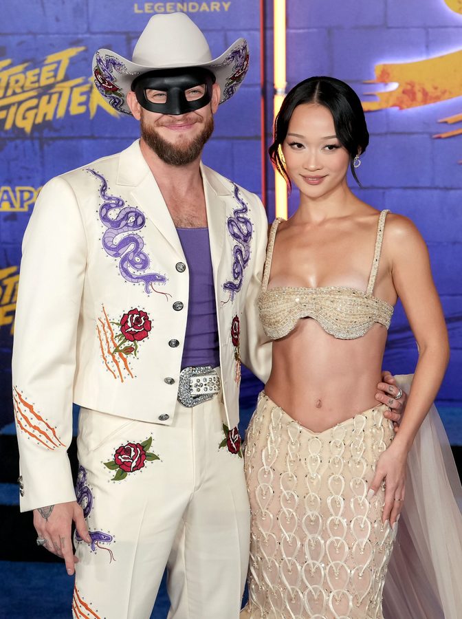 Callina Liang Beaded Champagne Dress Street Fighter Premiere