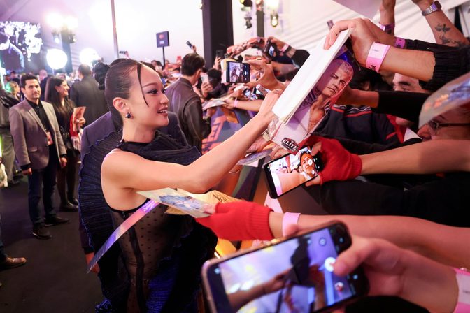 Callina Liang Braless Sheer Dress Street Fighter Red Carpet