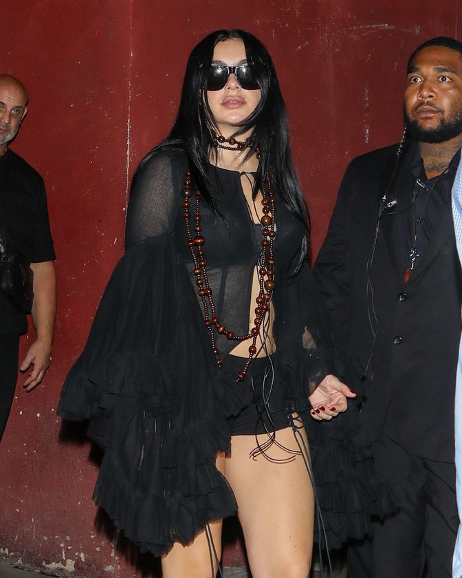 Charli Xcx Sheer Black Mesh Lace Up Shorts Abbey Prep Day Hollywood